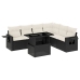 Set de sofás de jardín 7 pzas con cojines ratán sintético negro
