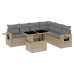 Set sofás de jardín 7 piezas y cojines ratán sintético beige