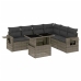 Set de sofás de jardín 7 pzas con cojines ratán sintético gris