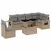 Set sofás de jardín 7 piezas y cojines ratán sintético beige