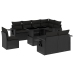 Set de sofás de jardín 8 piezas y cojines ratán sintético negro