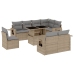 Set de sofás de jardín 9 pzas con cojines ratán sintético beige