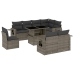 Set de muebles de jardín 9 pzas y cojines ratán sintético gris