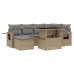 Set sofás de jardín 7 piezas y cojines ratán sintético beige