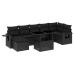 Set de sofás de jardín 8 piezas y cojines ratán sintético negro