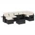Set de sofás de jardín 8 piezas y cojines ratán sintético negro