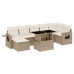 Set de sofás de jardín y cojines 8 piezas ratán sintético beige