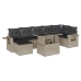 Set de sofás de jardín 8 pzas y cojines ratán sintético gris