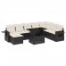 Set de sofás de jardín 8 piezas y cojines ratán sintético negro