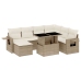 Set de sofás de jardín y cojines 8 piezas ratán sintético beige