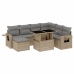 Set de sofás de jardín y cojines 8 piezas ratán sintético beige
