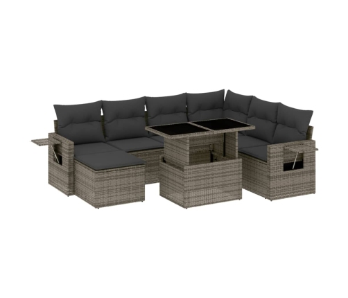 Set de sofás de jardín y cojines 8 piezas ratán sintético gris