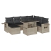 Set de sofás de jardín 8 pzas y cojines ratán sintético gris