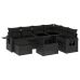 Set de sofás de jardín 8 piezas y cojines ratán sintético negro