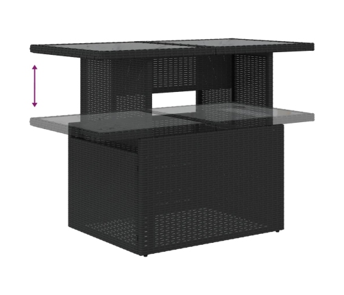 Set de sofás de jardín 8 piezas y cojines ratán sintético negro
