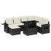 Set de sofás de jardín 8 piezas y cojines ratán sintético negro