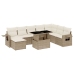 Set de sofás de jardín 9 pzas con cojines ratán sintético beige