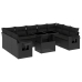 Set de sofás de jardín 10 pzas cojines ratán sintético negro