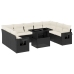 Set de sofás de jardín 10 pzas cojines ratán sintético negro