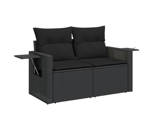 Set de sofás de jardín 10 pzas cojines ratán sintético negro