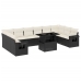 Set de sofás de jardín 11 pzas y cojines ratán sintético negro