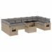 Set de sofás de jardín 11pzas con cojines ratán sintético beige