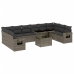 Set de sofás de jardín 11 pzas y cojines ratán sintético gris