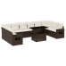 Set de sofás de jardín 11 pzas cojines ratán sintético marrón