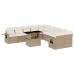 Set de sofás de jardín 11pzas con cojines ratán sintético beige