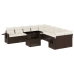 Set de sofás de jardín 11 pzas cojines ratán sintético marrón