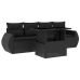 Set de muebles de jardín 5 pzas y cojines ratán sintético negro