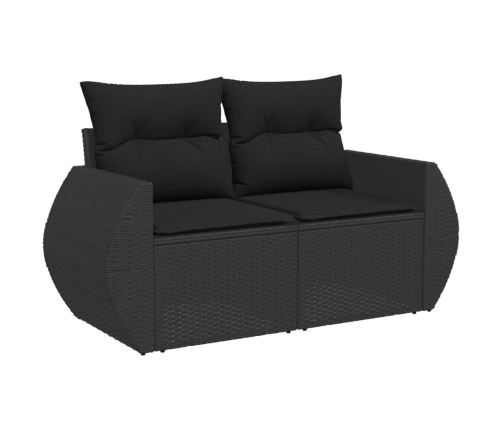 Set de sofás de jardín 7 pzas con cojines ratán sintético negro