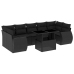 Set de sofás de jardín 8 piezas y cojines ratán sintético negro