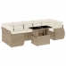 Set de sofás de jardín y cojines 8 piezas ratán sintético beige