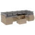 Set de sofás de jardín y cojines 8 piezas ratán sintético beige