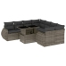 Set de muebles de jardín 9 pzas y cojines ratán sintético gris