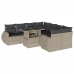 Set muebles jardín 9 pzas y cojines ratán sintético gris claro