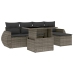 Set de muebles de jardín 6 pzas y cojines ratán sintético gris