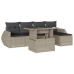 Set de sofás de jardín 6 pzas y cojines ratán sintético gris