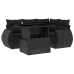 Set de muebles de jardín 5 pzas y cojines ratán sintético negro