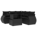 Set de sofás de jardín 6 piezas y cojines ratán sintético negro