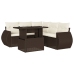 Set sofás de jardín 6 piezas y cojines ratán sintético marrón