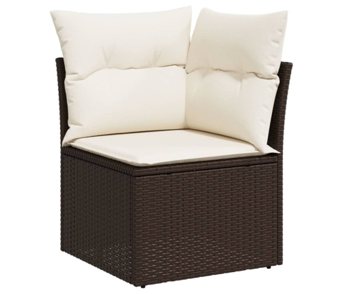 Set sofás de jardín 6 piezas y cojines ratán sintético marrón