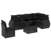 Set de sofás de jardín 7 pzas con cojines ratán sintético negro