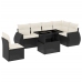 Set de sofás de jardín 7 pzas con cojines ratán sintético negro