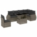 Set de sofás de jardín 7 pzas con cojines ratán sintético gris