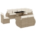 Set de sofás de jardín 9 pzas con cojines ratán sintético beige