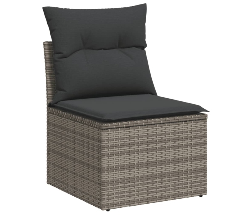 Set de sofás de jardín 7 pzas con cojines ratán sintético gris