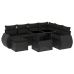 Set de sofás de jardín 8 piezas y cojines ratán sintético negro