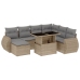 Set de sofás de jardín y cojines 8 piezas ratán sintético beige